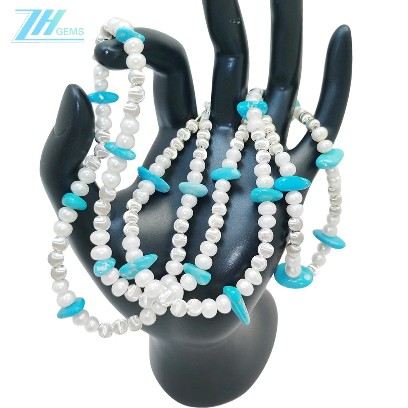Goddess Essential Pearl Double Necklace Jewelry S 925 Silver Beads Natural Turquoise Silver Bracelet Jewelry