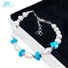 Beautiful Pearl Bracelet And Natural Turquoise Hot Selling Simple And Generous Modern Style Gift Choice A Good Gift For Her