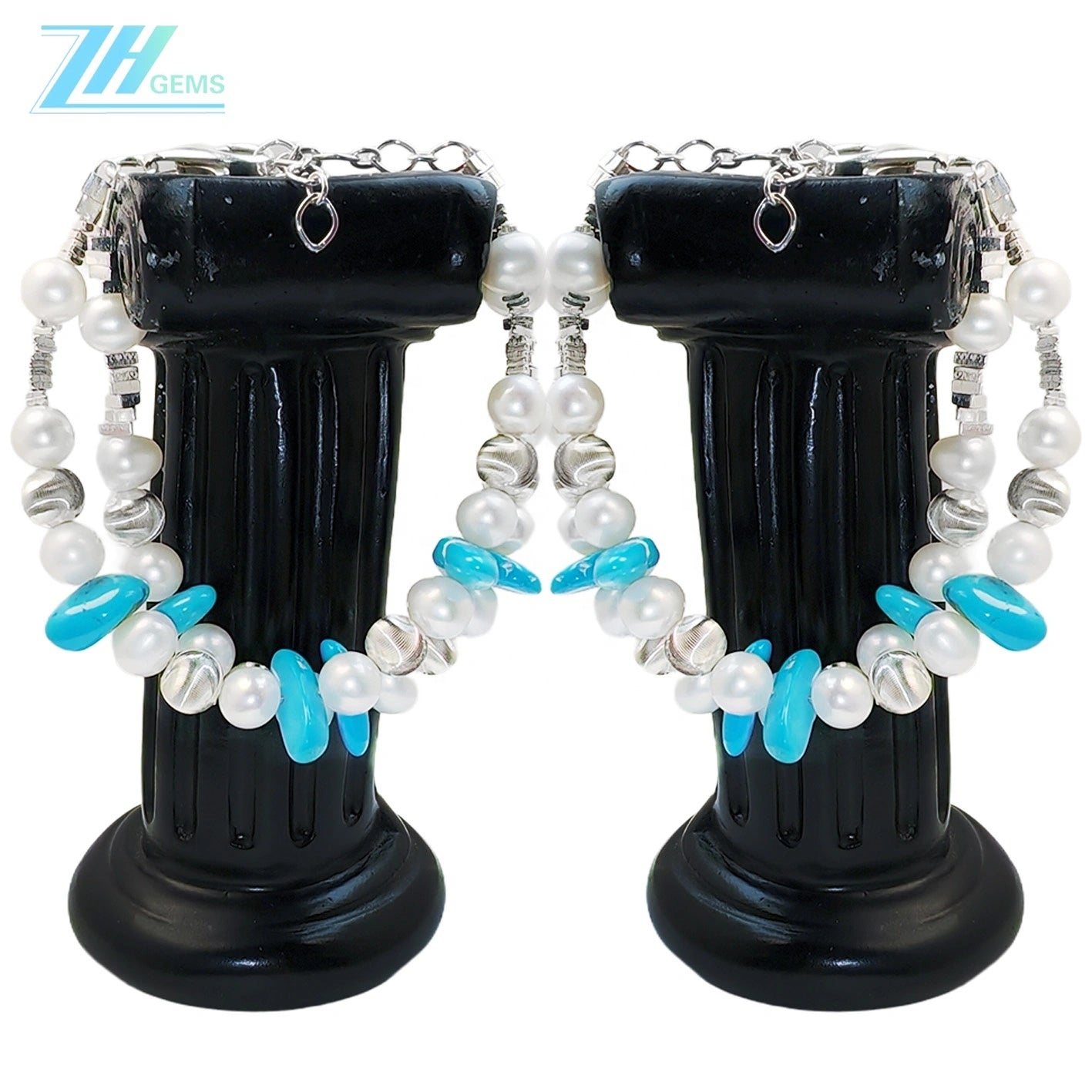 Gift Popular High Quality Double Pearl Bracelet Natural Turquoise Bracelet For Women S925 Silver Delicate
