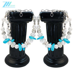 Gift Popular High Quality Double Pearl Bracelet Natural Turquoise Bracelet For Women S925 Silver Delicate