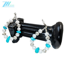 Boutique Earrings Gift S925 Silver & Natural Pearl Turquoise Beautiful Jewelry Natural Jewelry Jewelry Design
