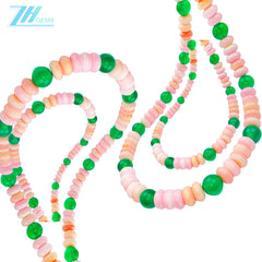 Pink Opal Necklace Roundel Beaded gemstone Jewelry For Women Birthstone Necklace Necklace For Women Smooth Round Beads