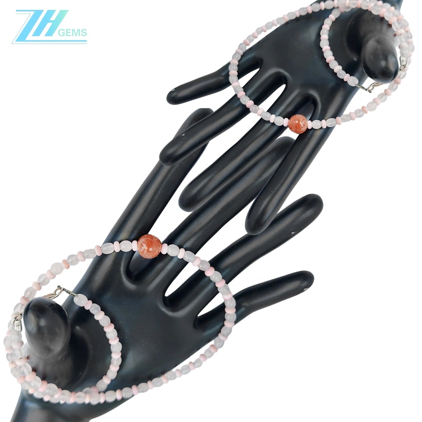 Natural Pink Opal Beads Natural Pink Crystal Natural Sunstone Sweet Necklace Fashionable Women's Natural Necklace