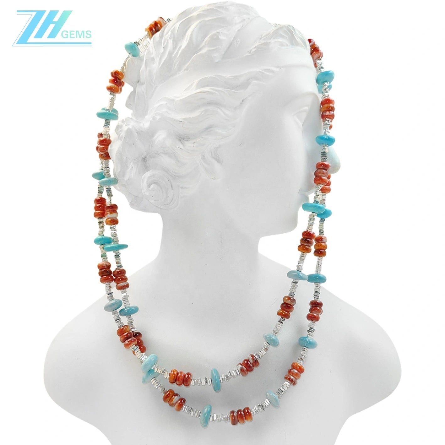 Orange Spiny Oyster Layer High Quality Natural Turquoise Necklace Turquoise Necklace High Women's Jewelry With Delicate
