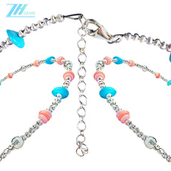Pink Blue Natural Jewelry Collar Pink Opal Fish And Natural Turquoise Chinese New Year Gifts For Family