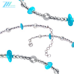 Silver Bead Collar The Perfect Combination Of Natural Turquoise And Silver Is The Best Choice For Family