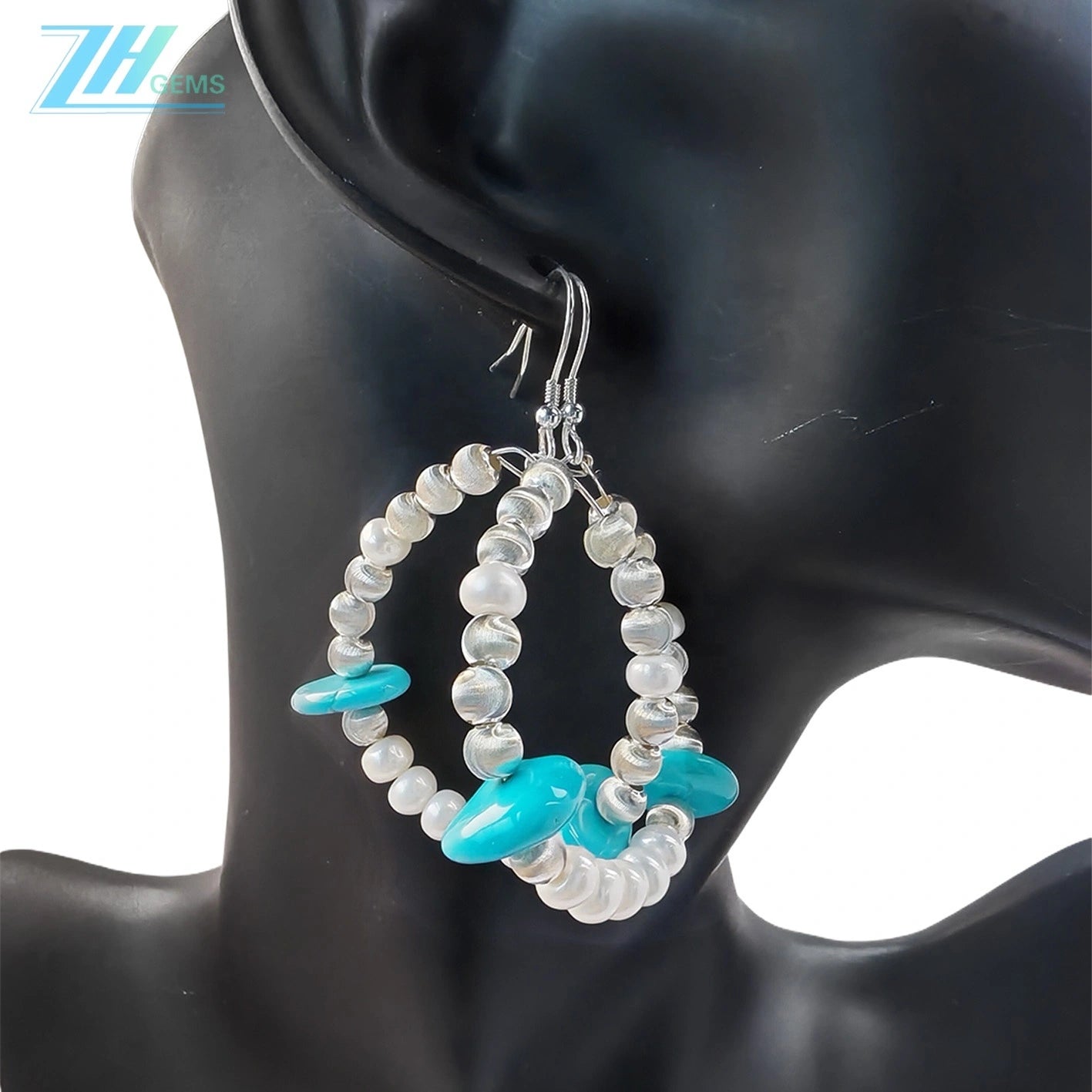 Pearl Earrings S925 Silver Earrings Natural Turquoise High Quality Pearls Luxury Style Hot Selling Popular Style