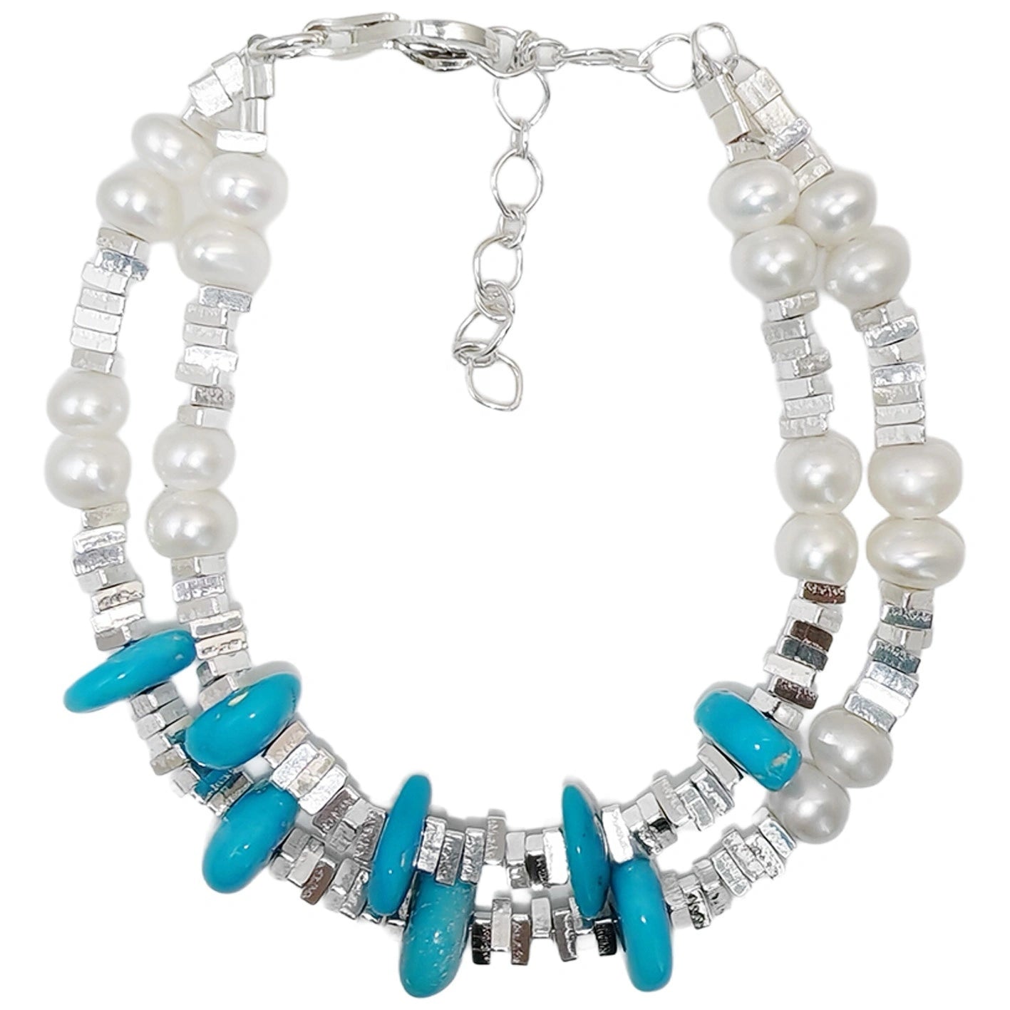 High Quality Natural Turquoise Premium Women's Bracelet Delicate S925 Silver Natural Pearl Beautiful Jewelry Bracelet1