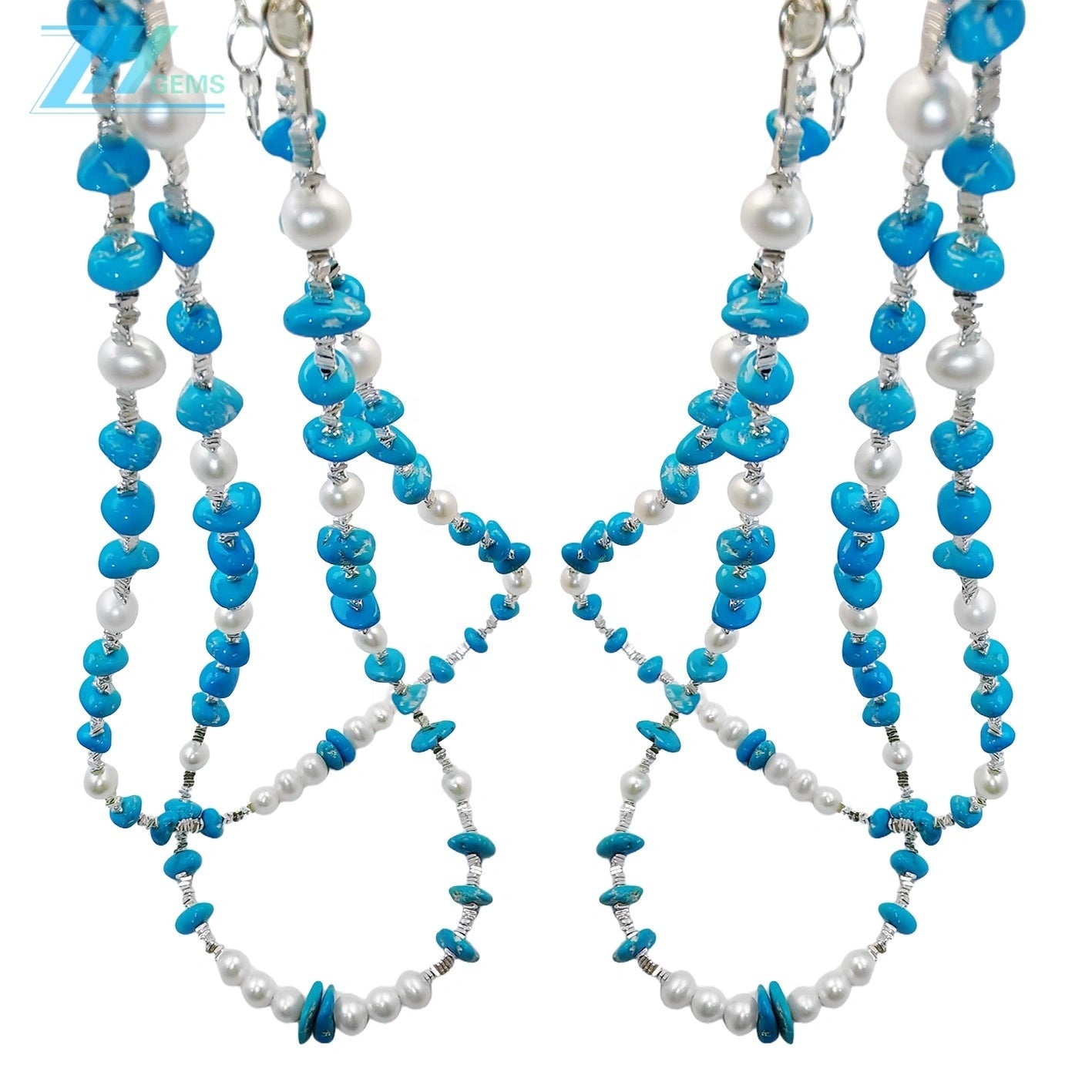 Healing Double Necklace Pearl Turquoise Natural S925 Silver Women's Jewelry Best-selling Designer Custom Beautiful Jewelry