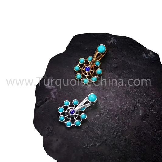 Ferris Wheel Pendant Genuine Turquoise Gemstone Jewelry