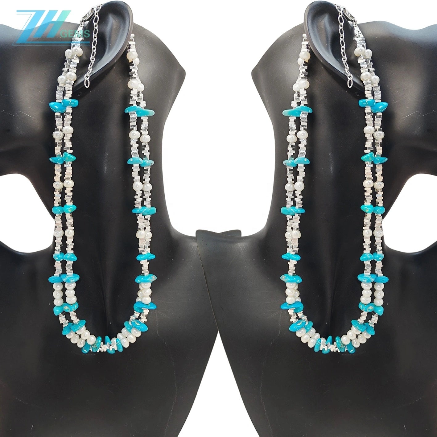 Natural Turquoise Premium Women's Necklace Bracelet With Delicate S925 Silver And Natural Pearl Beauty Jewelry Gifts For Women