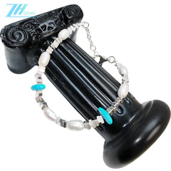 High Quality Natural Pearl & Turquoise Premium Women's Bracelet With Delicate S925 Silver Jewelry Handmade Jewelry