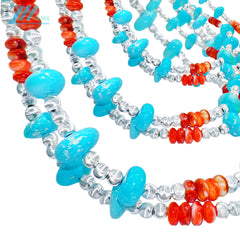 Fine Natural Red Spiny Oyster Turquoise Double Necklace High Quality Turquoise Natural Gemstone Jewelry Popular Models Hot Sale