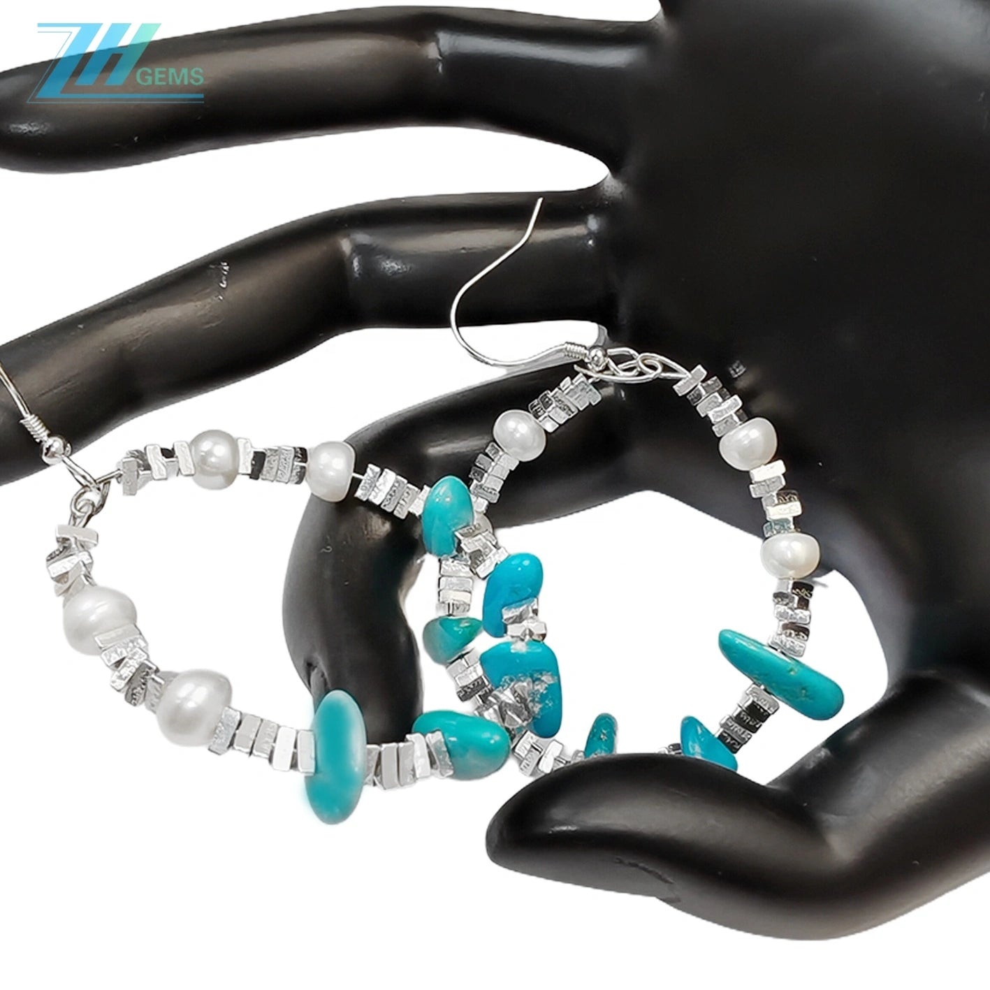 Pearl Earrings Turquoise Natural Earrings S925 Silver Women's Jewelry Best Selling Designer Custom Beauty Jewelry