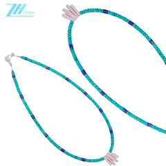 Natural Turquoise Pink Opal Lapis Lazuli 925 Sterling Silver Multi Stone Simple Atmosphere And Summer Choice
