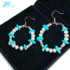 Turquoise Earrings S925 Silver And Natural Turquoise With Pearls High Quality Understated Luxury Hot Sellers