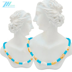 28.1g Natural Turquoise Spiny Oyster Healing Necklace Natural Stone Seed Beads Choker Necklace Gift