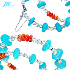 Authentic High Quality Earrings Natural Winter Women's Earrings Natural Spiny Oyster Natural Turquoise With 3mm Silver Beads