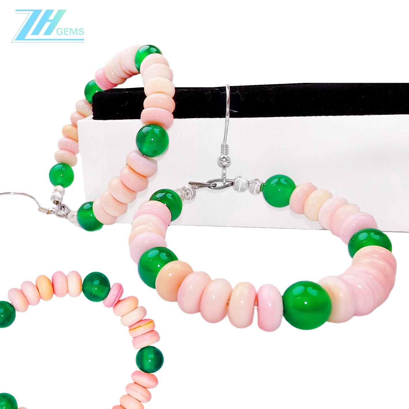 Real Pink Opal Earrings With Chrysoprase 925 Sterling Silver Stud Drop Earrings For Women For Her Gemstone Gift