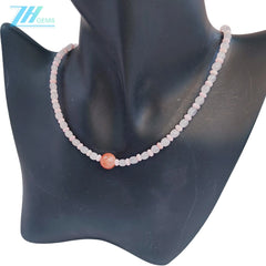Natural Pink Opal Beads Natural Pink Crystal Natural Sunstone Sweet Necklace Fashionable Women's Natural Necklace