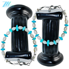 Turquoise Pearl Bracelet S925 Silver Fashion Women's Jewelry Designer Custom Natural Pearl Silver Beads Accessories2