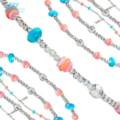 Pink Blue Natural Jewelry Collar Pink Opal Fish And Natural Turquoise Chinese New Year Gifts For Family