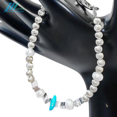 Beautiful Anniversary Gift Natural Turquoise Pearl With S925 Silver Bracelet High Jewelry Exclusive Custom