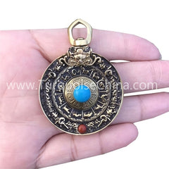 Chinese zodiac sign and natural Turquoise pendant gemstone