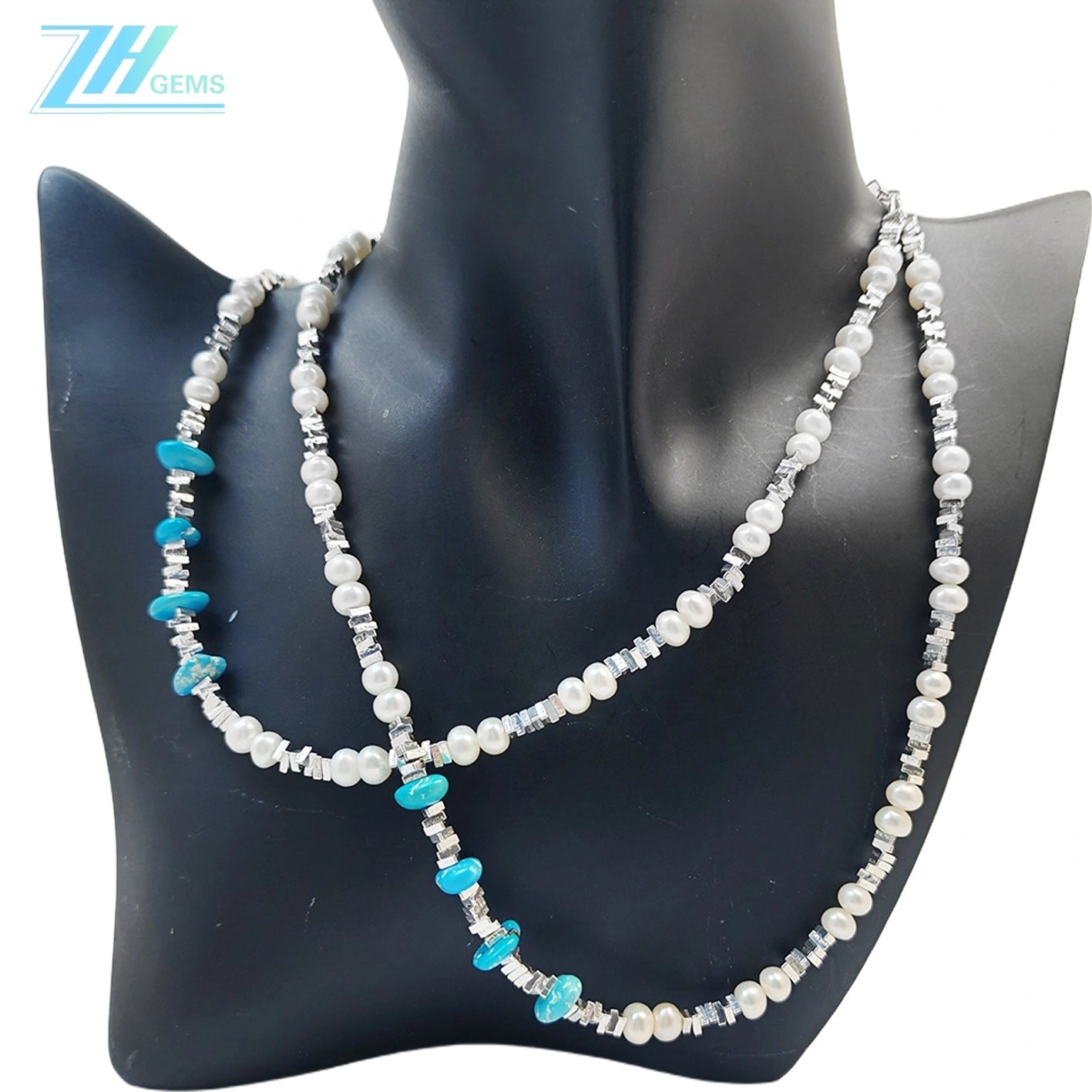 High Quality Pearl Necklace For Women Turquoise With S925 Silver Delicate Jewelry Custom Design Modern Style Jewelry