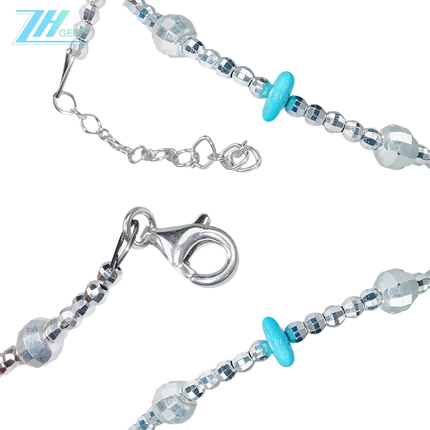 Silver Bead Collar The Perfect Combination Of Natural Turquoise And Silver Is The Best Choice For Family