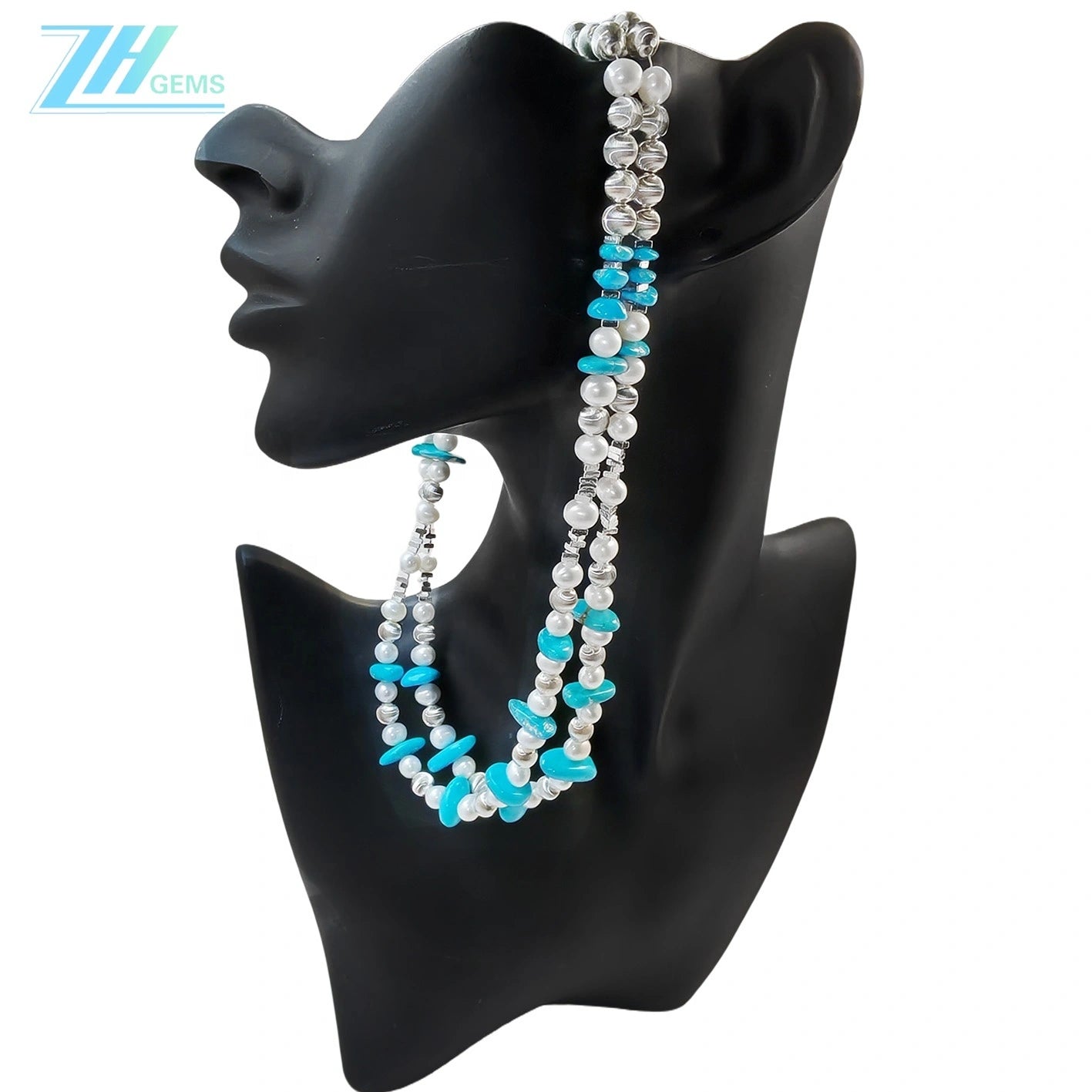Winter Goddess Essential Pearl Double Necklace Jewelry S925 Silver Beads Natural Turquoise Silver Bracelet Jewelry