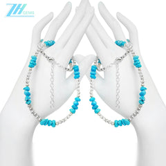 Hot Selling Sleeping Beauty Mine Natural Sterling Treatment Turquoise Necklace S925 Silver Beads Retro Unisex Jewelry