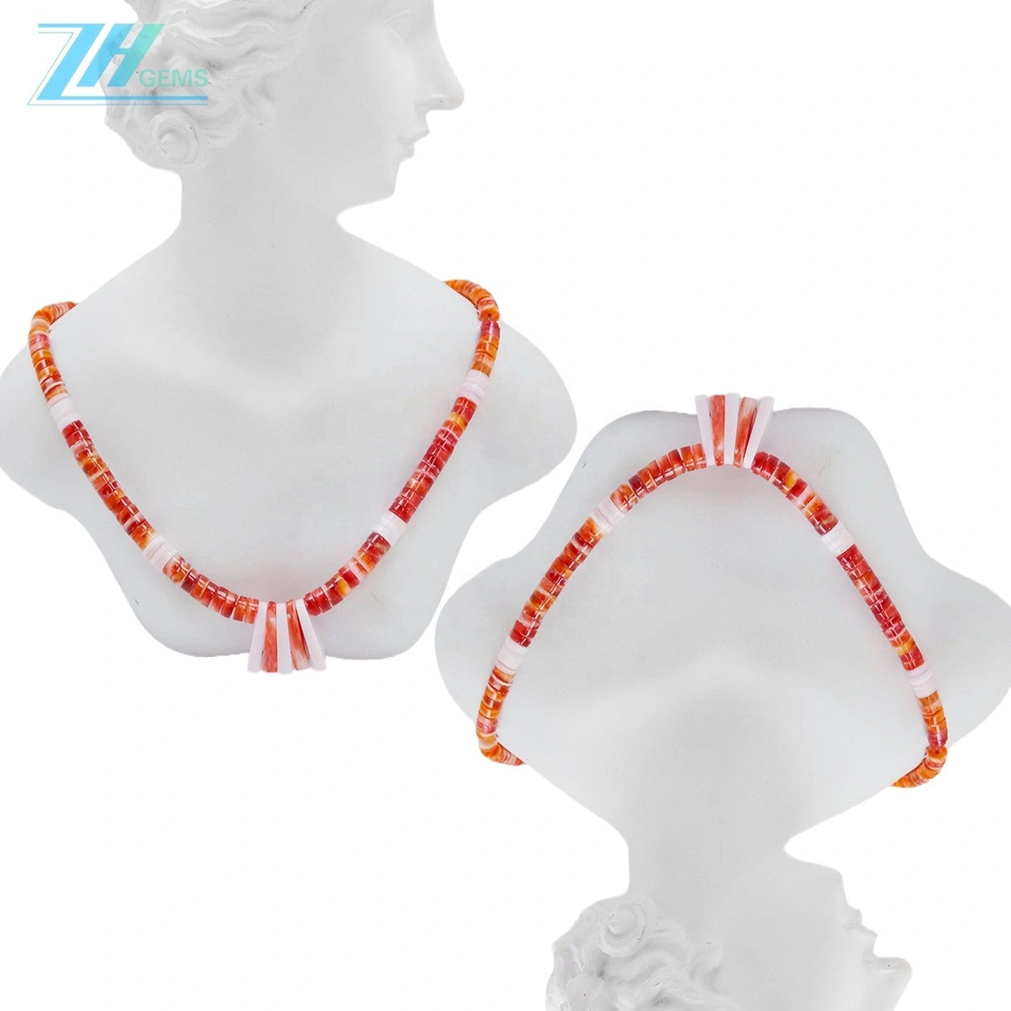 Pink Opal And Orange Spiny Oyster With Roundle Or Barrel Beads 925 Silver Beads Handmade Jewelry Unique Gifts For Women
