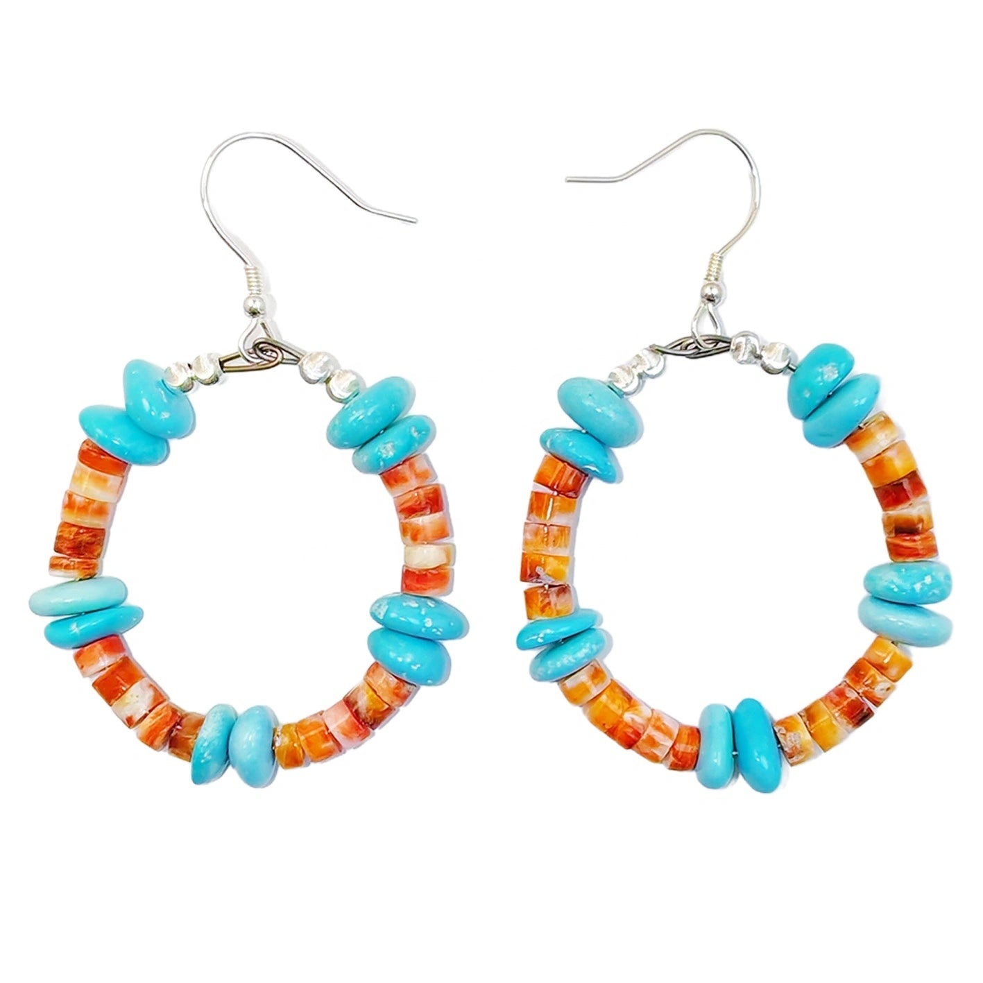 Beautiful High Quality Turquoise Orange Spiny Oyster Set Engagement Gift Daily Wear Natural Turquoise High Jewelry