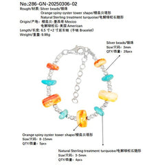 Made Of S925 Silver And Natural Sterling Treatment Turquoise This Bracelet Is Paired With Orange Spiny Oyster