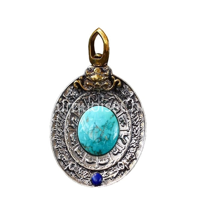 Classical Chinese zodiac and natural Turquoise pendant gemstone