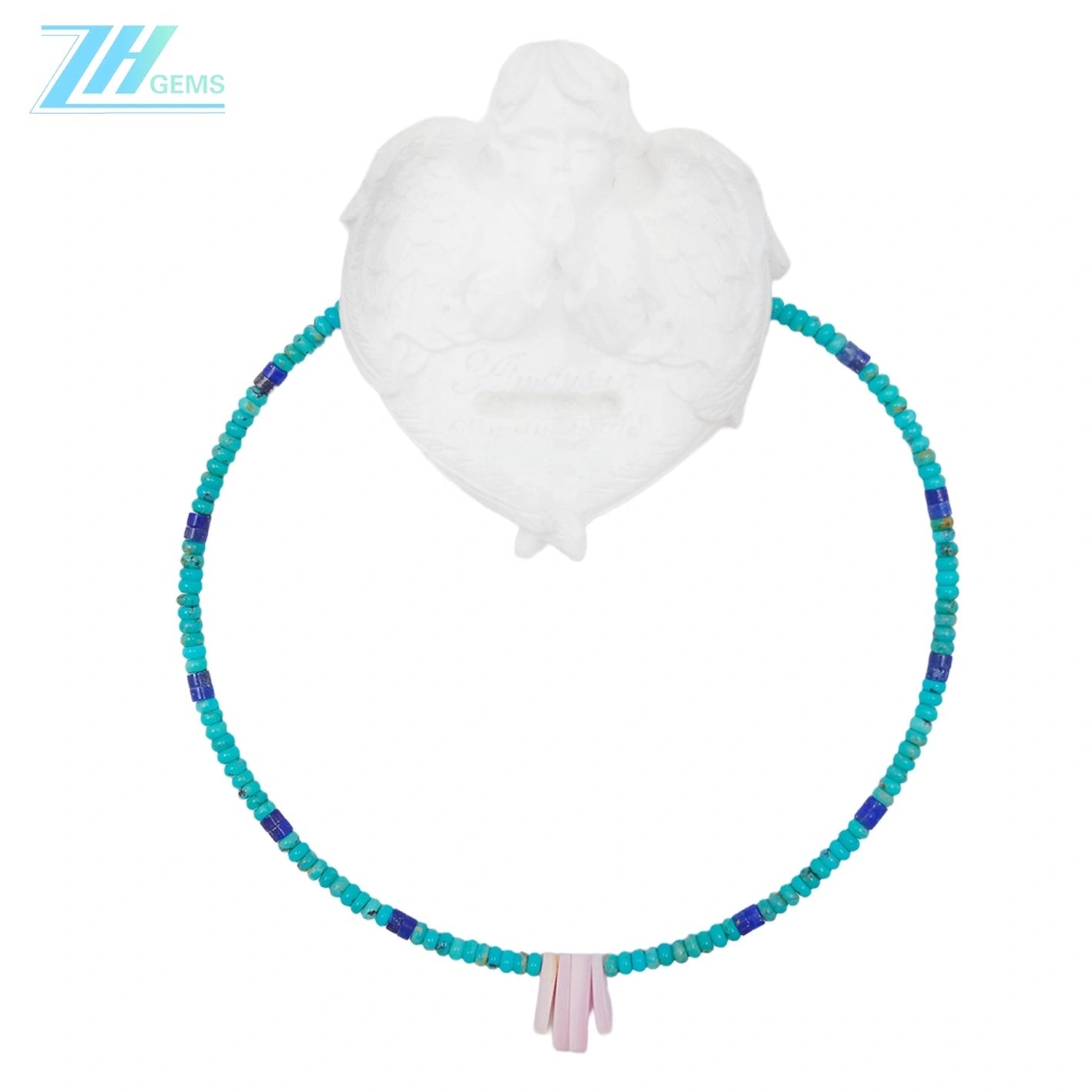 Natural Turquoise Pink Opal Lapis Lazuli 925 Sterling Silver Multi Stone Simple Atmosphere And Summer Choice