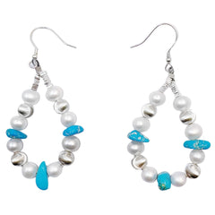 Boutique Earrings Gift S925 Silver & Natural Pearl Turquoise Beautiful Jewelry Natural Jewelry Jewelry Design