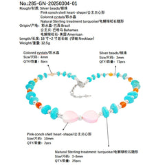 This Necklace Combines Natural Sterling Treatment Turquoise With S925 Silver Beads With A Warm Color It's Simple Yet Elegant