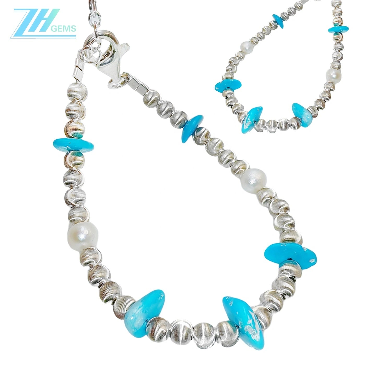 Winter Holiday Gifts S925 Silver & Natural Pearl Turquoise Pretty Goddess Jewelry Natural Jewelry Jewelry Design
