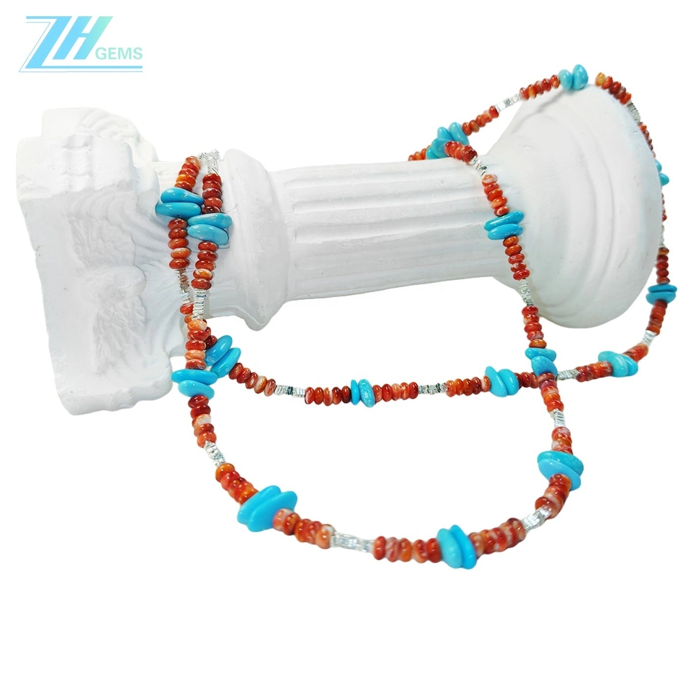 Christmas Winter Natural Red Spiny Oyster Necklace High Quality Turquoise Natural Gemstone Jewelry Fashion Women's Jewelry