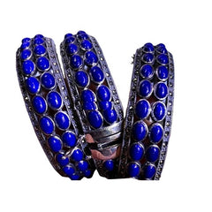Make wholesale Natural Lapis Lazuli 925 Sterling Silver Bangles jewellery
