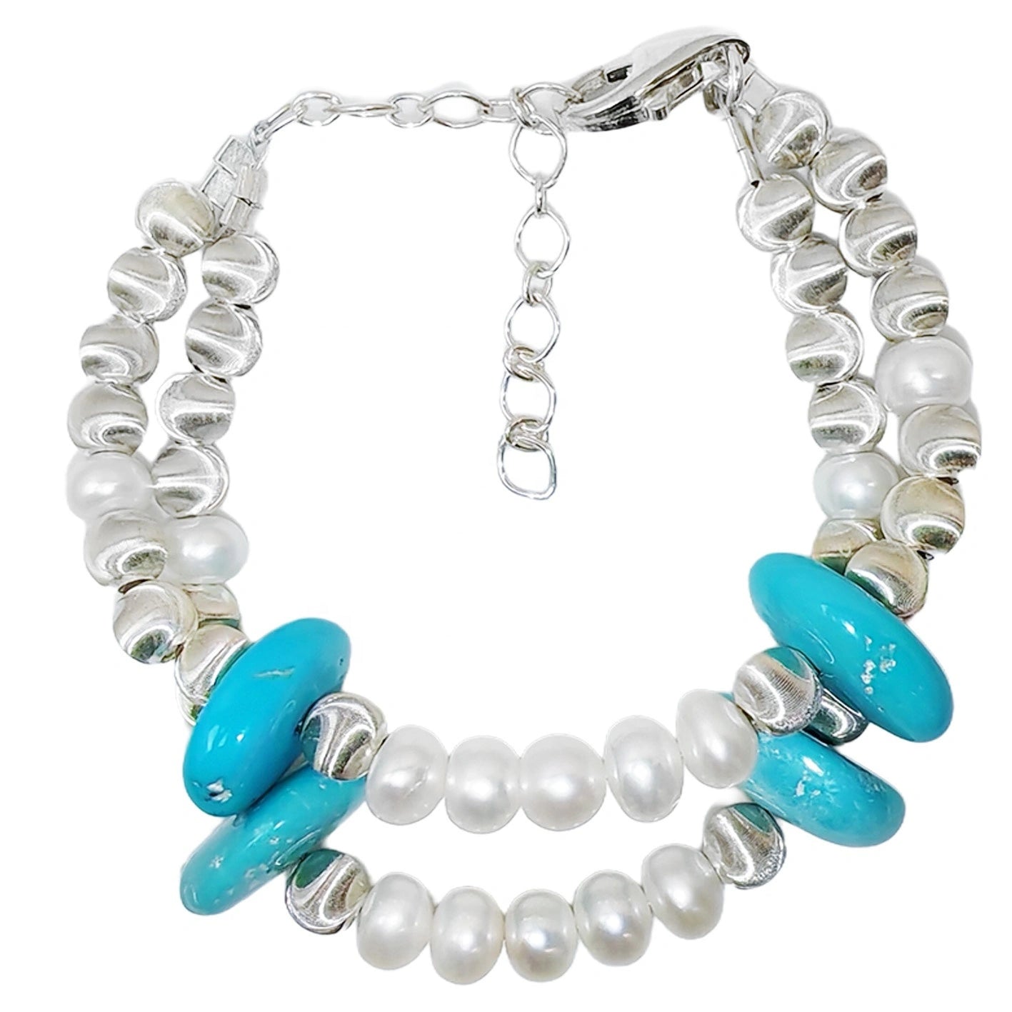 Turquoise Bracelet Natural Turquoise Women's Bracelet Matching Delicate Natural Pearls And Turquoise Beautiful Silver