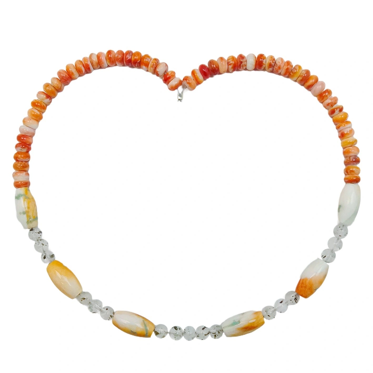 Pink Opal Spiny Oyster And Black Rutilated Quartz 16inch 25.8gram Elegant Summer Choice Present For Lover Mom Family