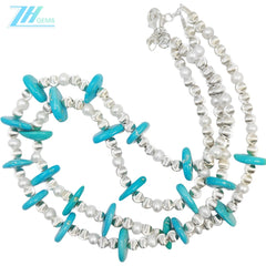 Necklace Natural Turquoise Necklace Pair With Delicate Natural Pearls And Turquoise Beautiful Jewelry Necklace Winter Gifts