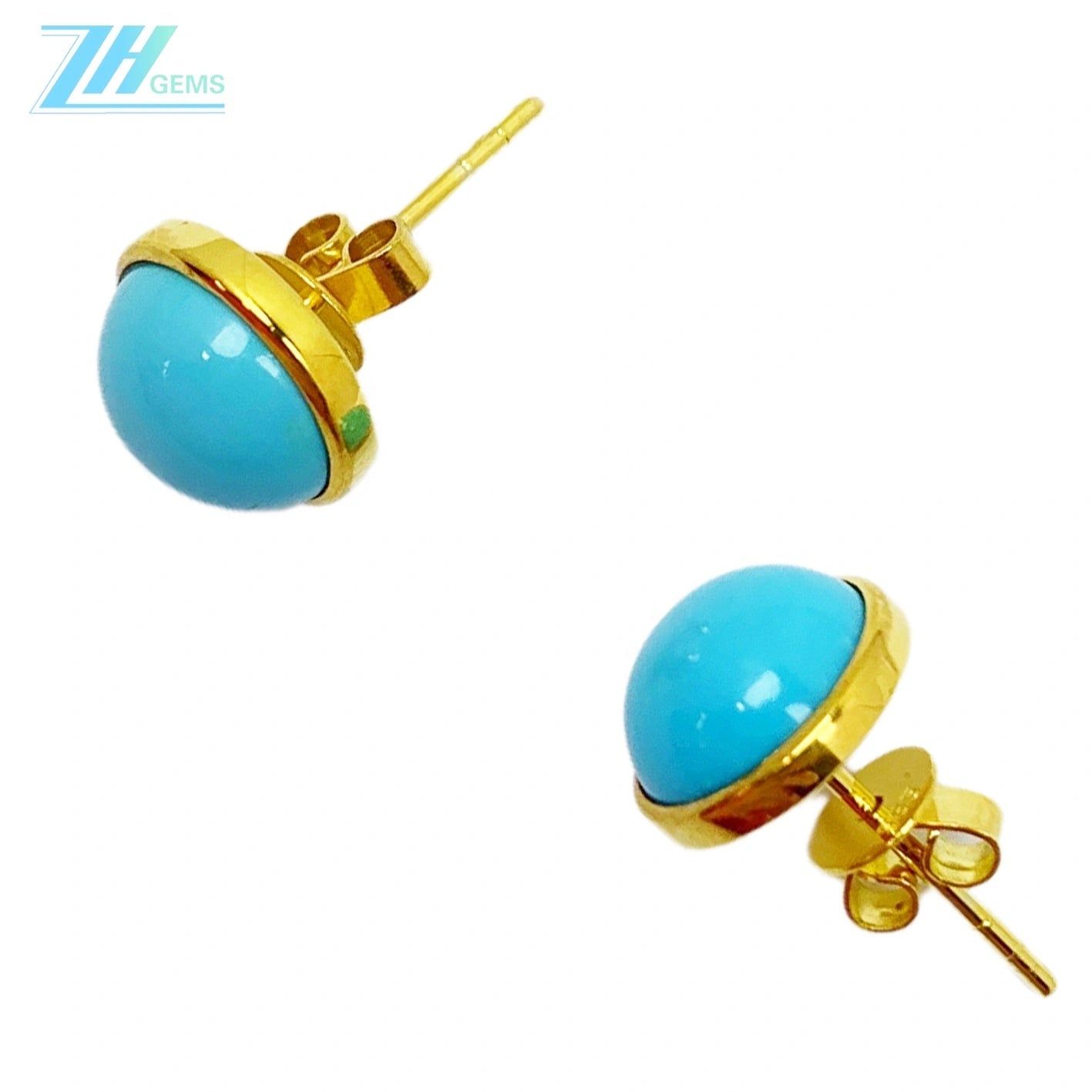 14k Gold Electrolysis 18k Gold Sleeping Beauty Mine Natural Electrolytic Turquoise Round Earrings Jewelry Accessories For Women