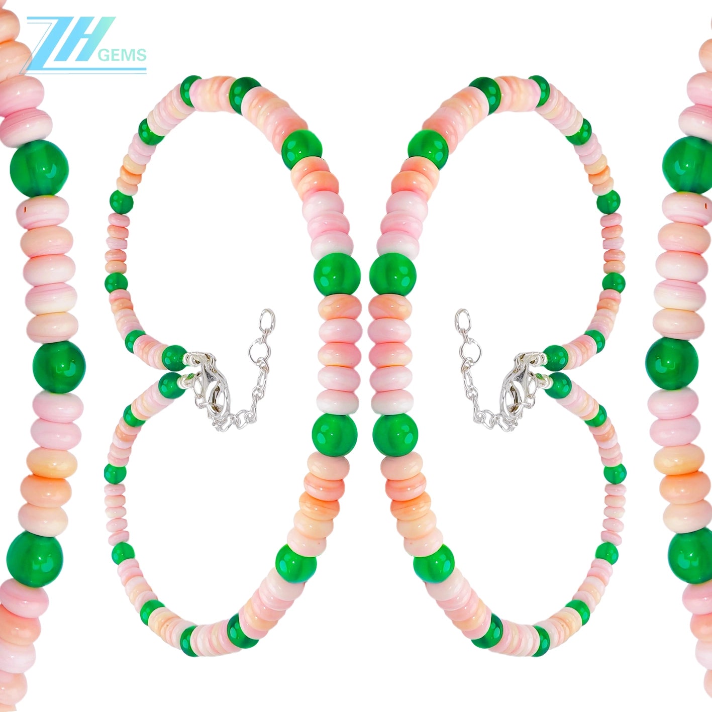 Pink Opal Necklace Roundel Beaded gemstone Jewelry For Women Birthstone Necklace Necklace For Women Smooth Round Beads