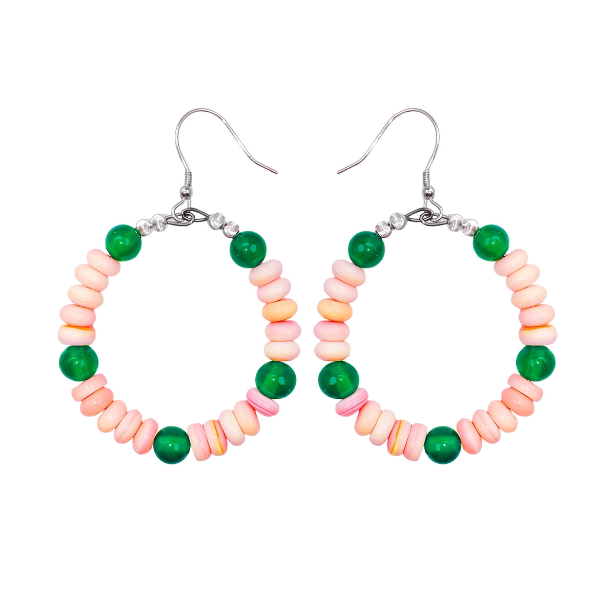 Real Pink Opal Earrings With Chrysoprase 925 Sterling Silver Stud Drop Earrings For Women For Her Gemstone Gift