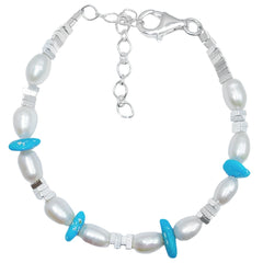 Turquoise Pearl Bracelet S925 Silver Fashion Women's Jewelry Designer Custom Natural Pearl Silver Beads Holiday Gifts