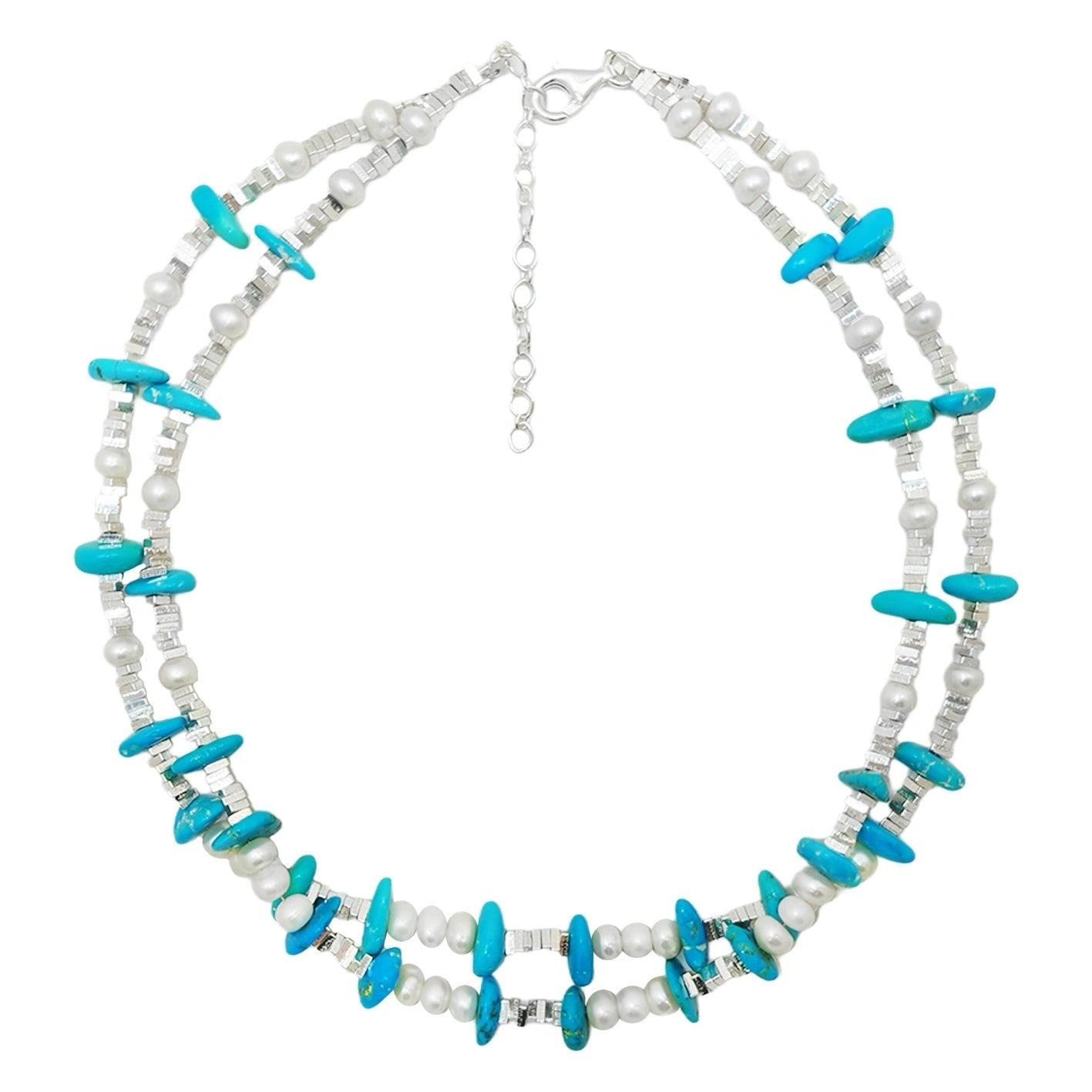 Natural Turquoise Premium Women's Necklace Bracelet With Delicate S925 Silver And Natural Pearl Beauty Jewelry Gifts For Women